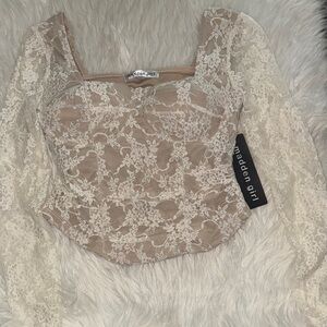 Madden Girl Lace Overlay Top - Cream